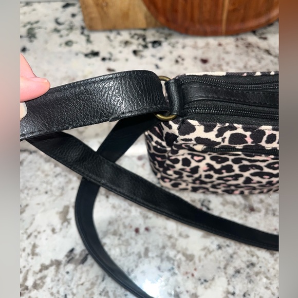 Y2K Aeropostale Leopard Print Mini Crossbody Bag Pink Accents Multi-Zip Preowned - Picture 9 of 11